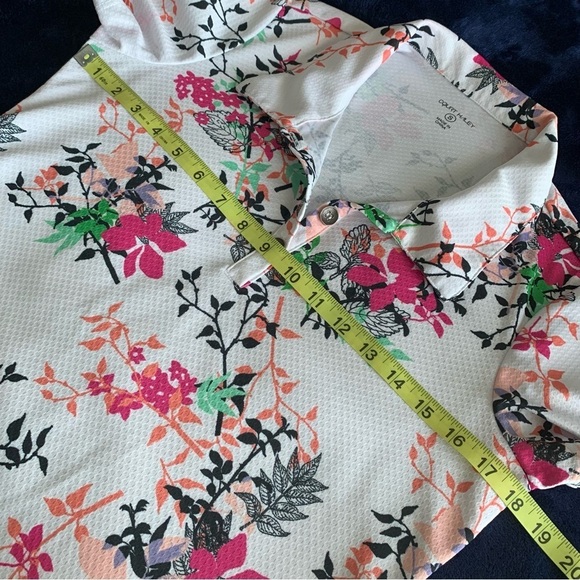 Court Haley Floral Golf Tennis Polo Womens Small White Textured - Picture 9 of 11
